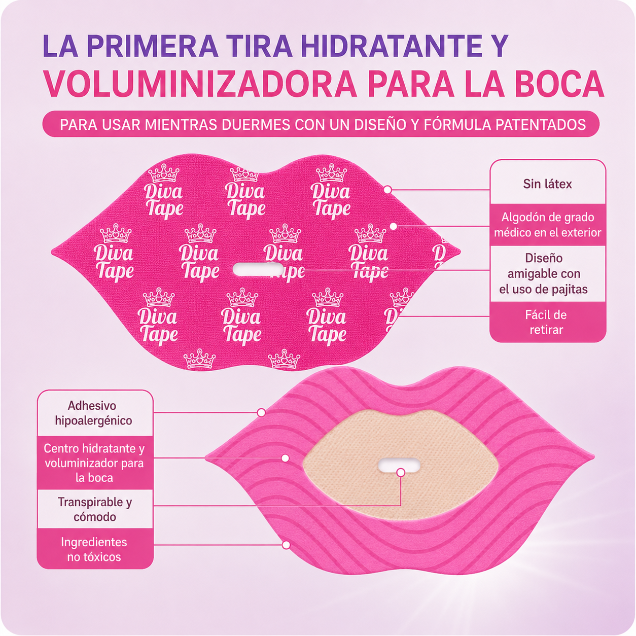 Diva Tape - Parche bucal hidratante con colágeno